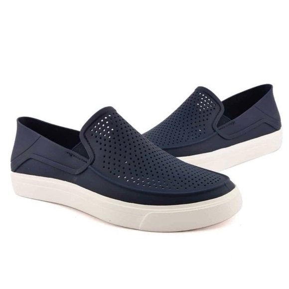 CROCS Other - Crocs Citilane Roma slip-ons navy and white size M13 NWT